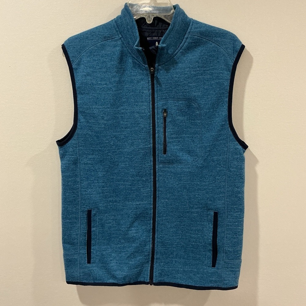 Johnnie-O Fleece Vest Boys‎ Size 16 Blue Full Zip Casual Pockets Gorpcore
